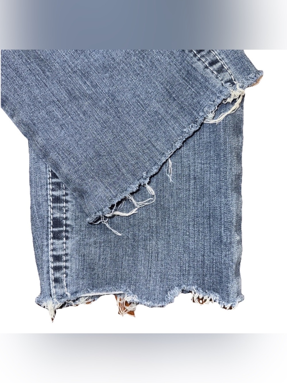 Ariat Real Denim Jeans Size 30x30 Cutoffs Raw Hem Thick Stitch Western Flaws - Picture 2 of 13